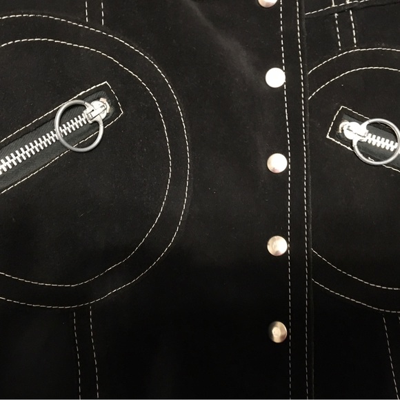 Vintage black suede trench coat white stitching. Historic Sears Roebuck & USA Co - Picture 16 of 16